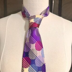 Duchamp London Silk Men's Tie Handmade Geometric Multicolor Necktie Vintage